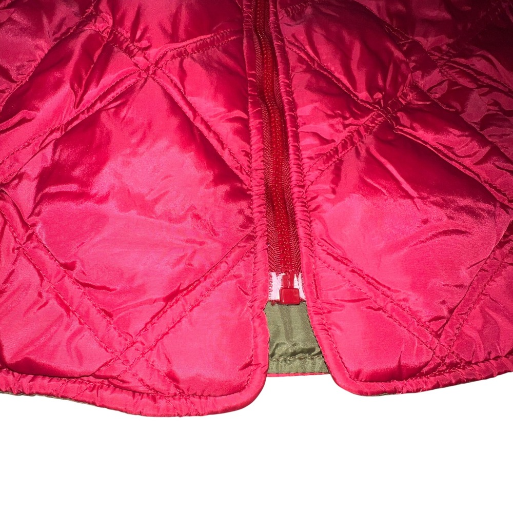 Vintage 80s 90s Eddie Bauer Goose Down Vest Diamond Quilt Pink Green M - Picture 5 of 14